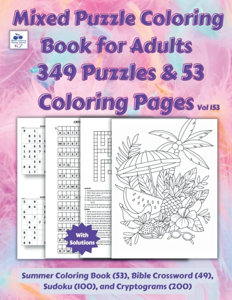 Mixed puzzle coloring book for adults v coloring book with great games