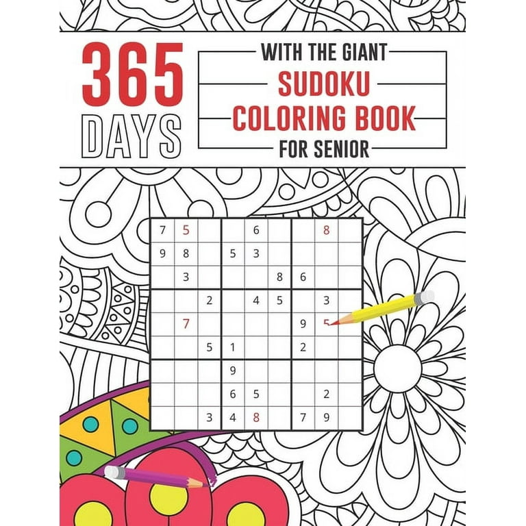 Days with the giant sudoku coloring book adult activity book sudoku puzzle coloring adult coloring book only paperback