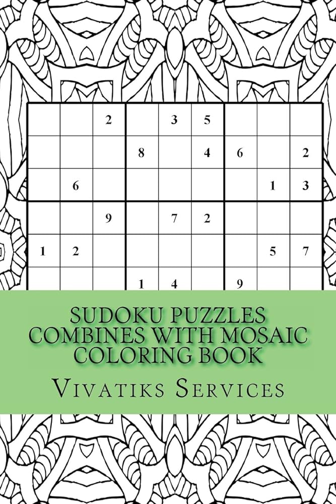 Sudoku puzzles bines with mosaic coloring book random sudoku puzzles adult coloring book services vivatiks books
