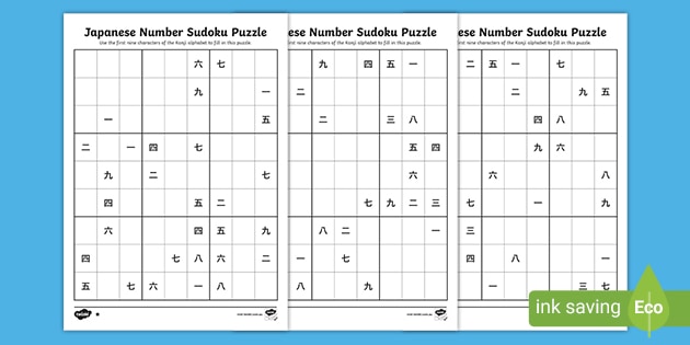 Japanese numbers sudoku puzzles