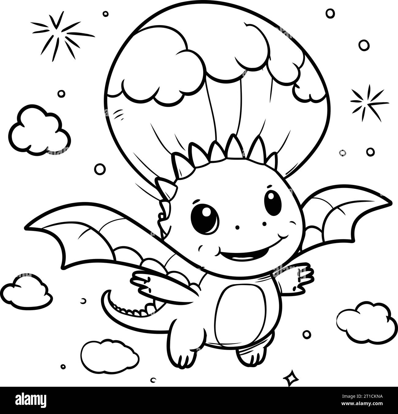 Cute dragon coloring page cut out stock images pictures