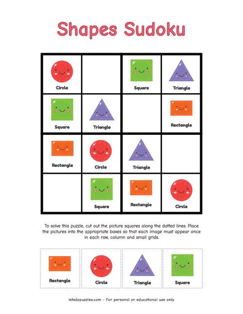 Free printable shape sudoku for beginners