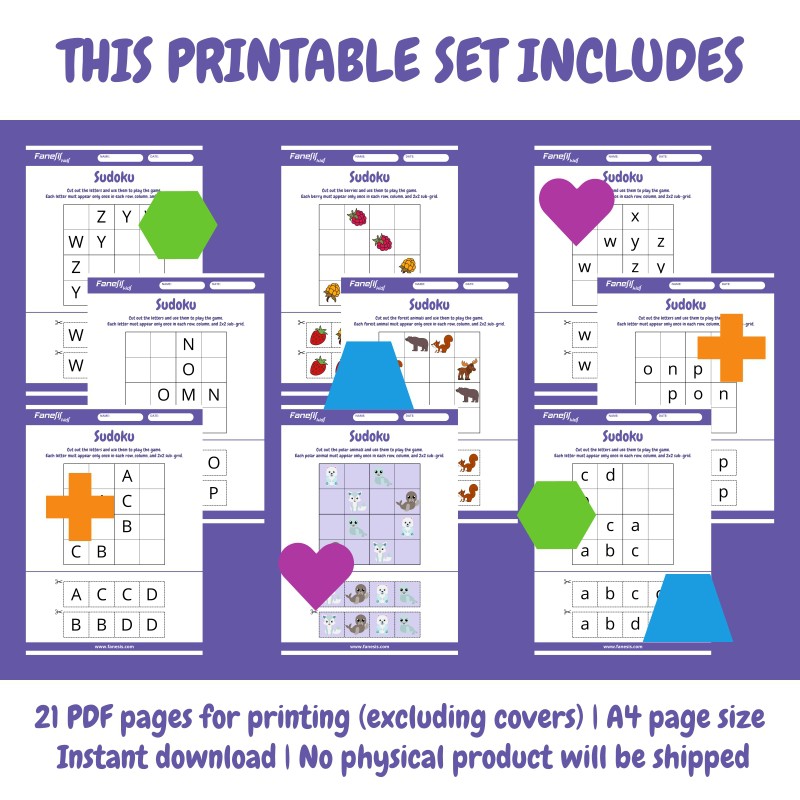 Sudoku for kids printable activity worksheets