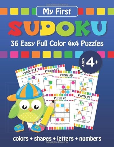 My first sudoku puzzle book for kids easy full lor x grids for beginners logical thinking brain game lor in activity book lors shapes letters numbers ages