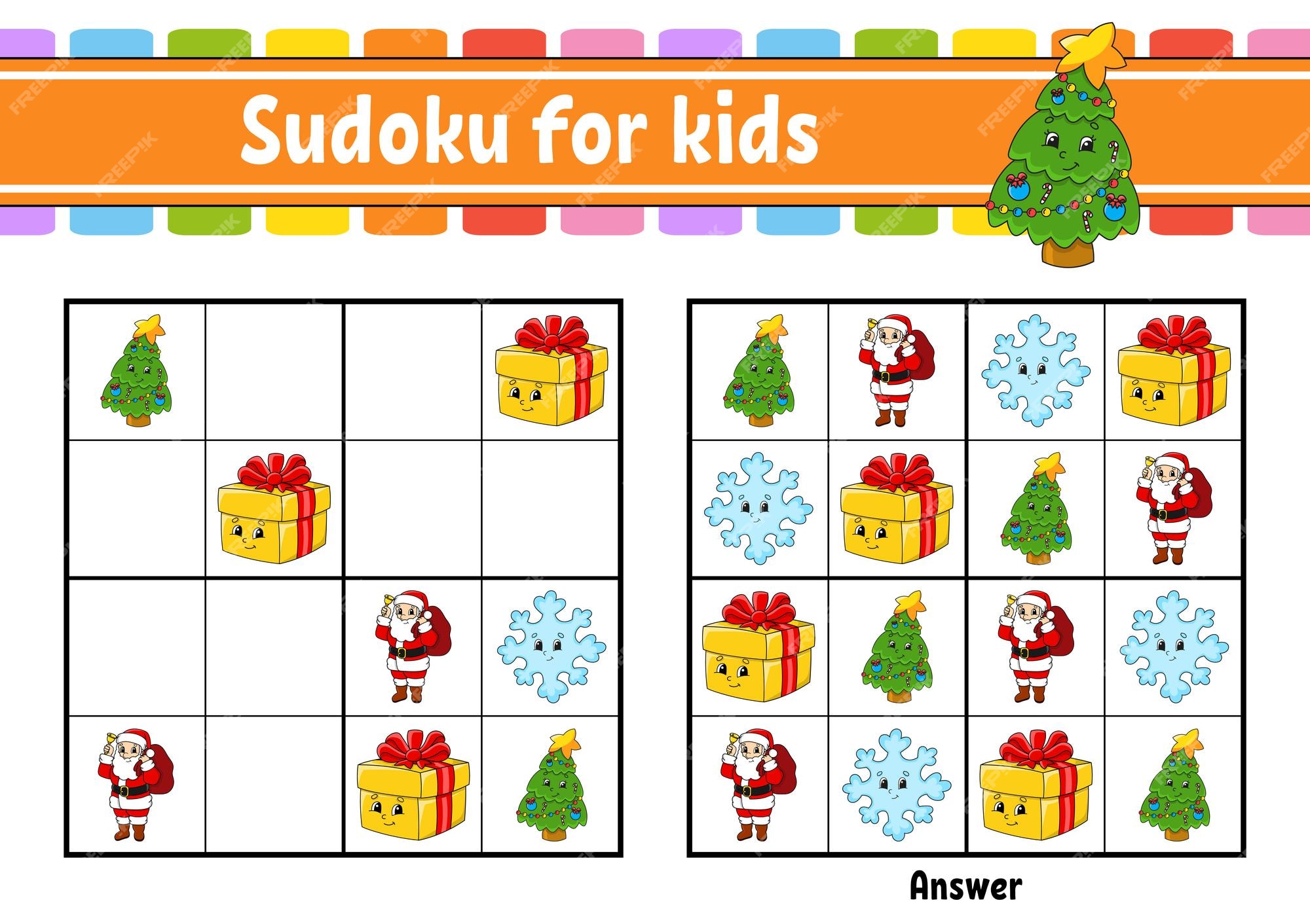 Premium vector sudoku for kids education developing worksheet cartoon character color activity page puzzle game for children