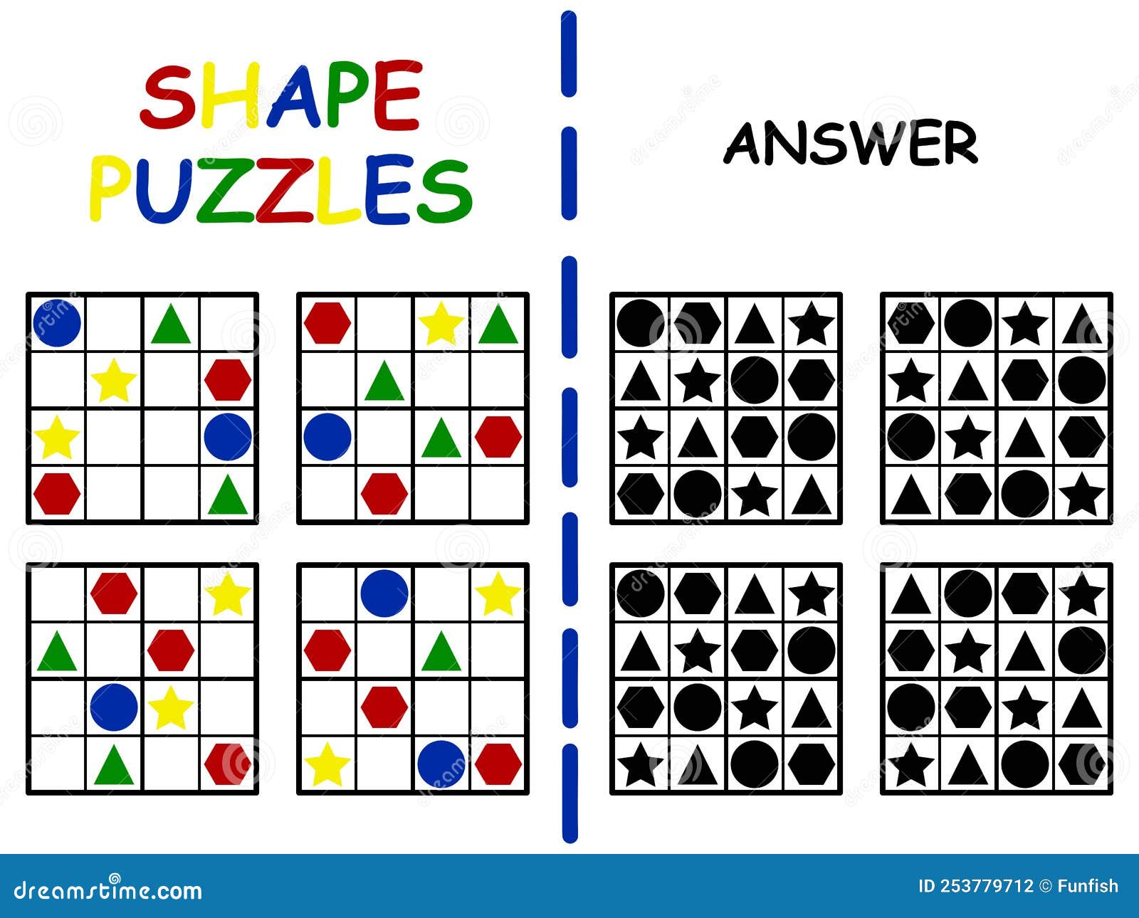 Four simple colorful sudoku four by four vector illustration stock vector