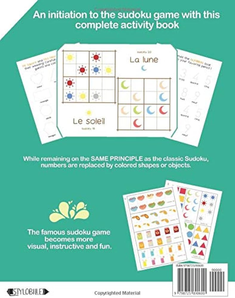 Picture sudoku color sudoku color sudoku book color sudoku puzzle fun brain game workbooks large x grid ideal for kids stylobille en books