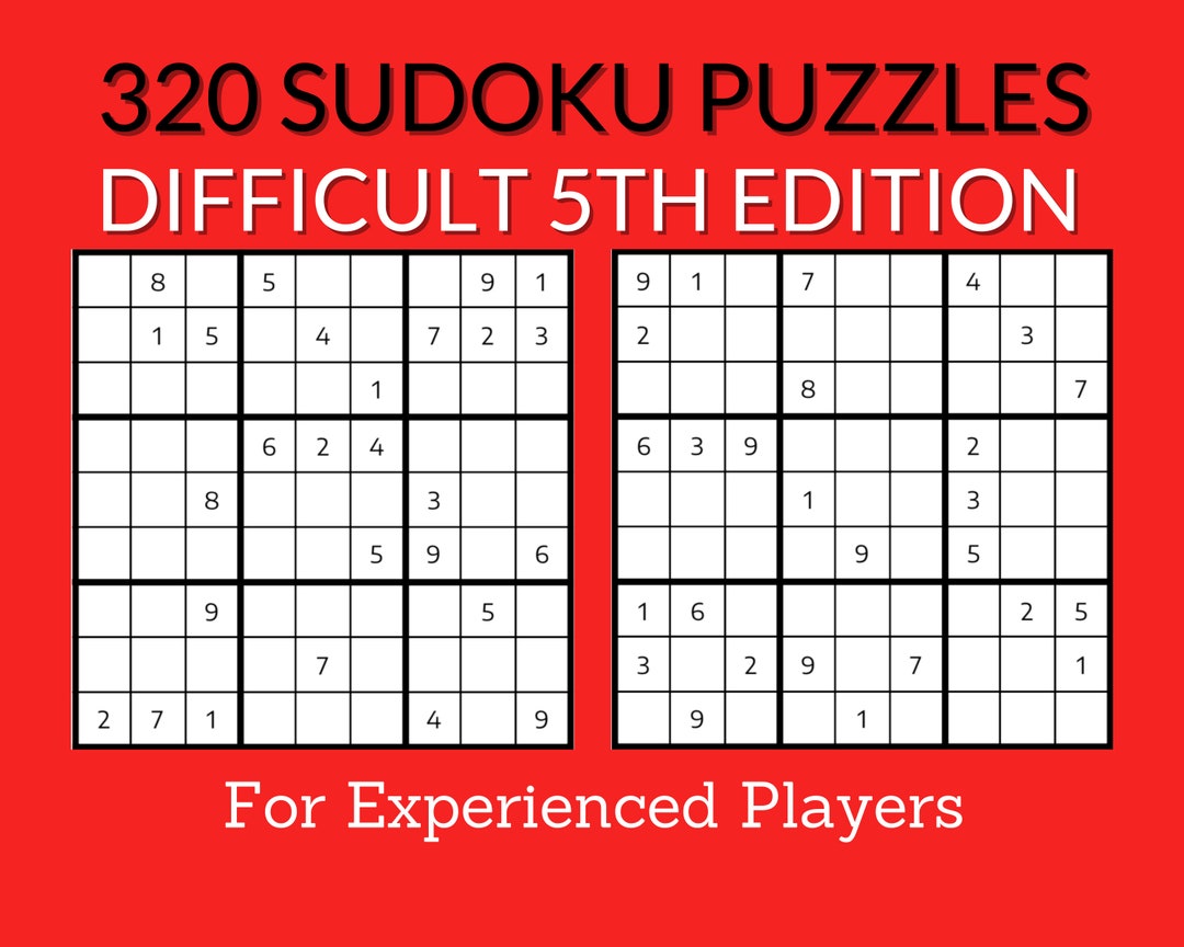 Difficult sudoku puzzle book for experts and experienced players printable pdf th edition