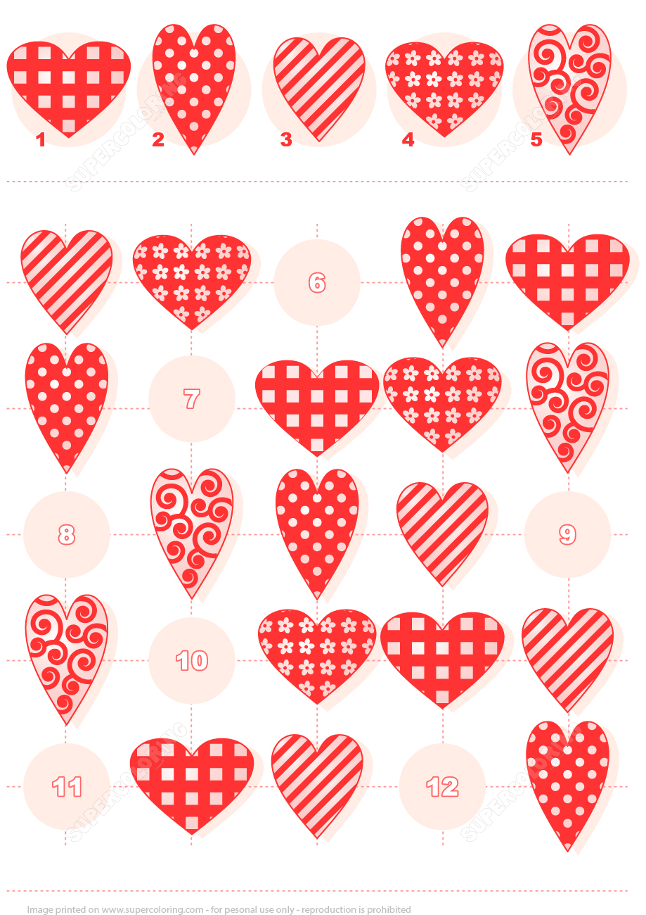 Picture sudoku puzzle with hearts of various shapes free printable puzzle games