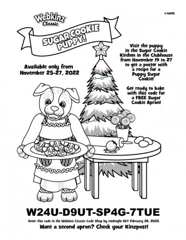 Printable coloring sheet with free code wkn webkinz newz