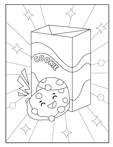 Premium vector kawaii cookie food coloring page