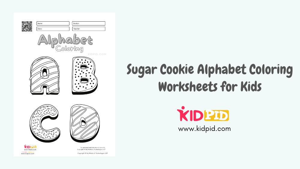 Sugar cookie alphabet coloring worksheets for kids