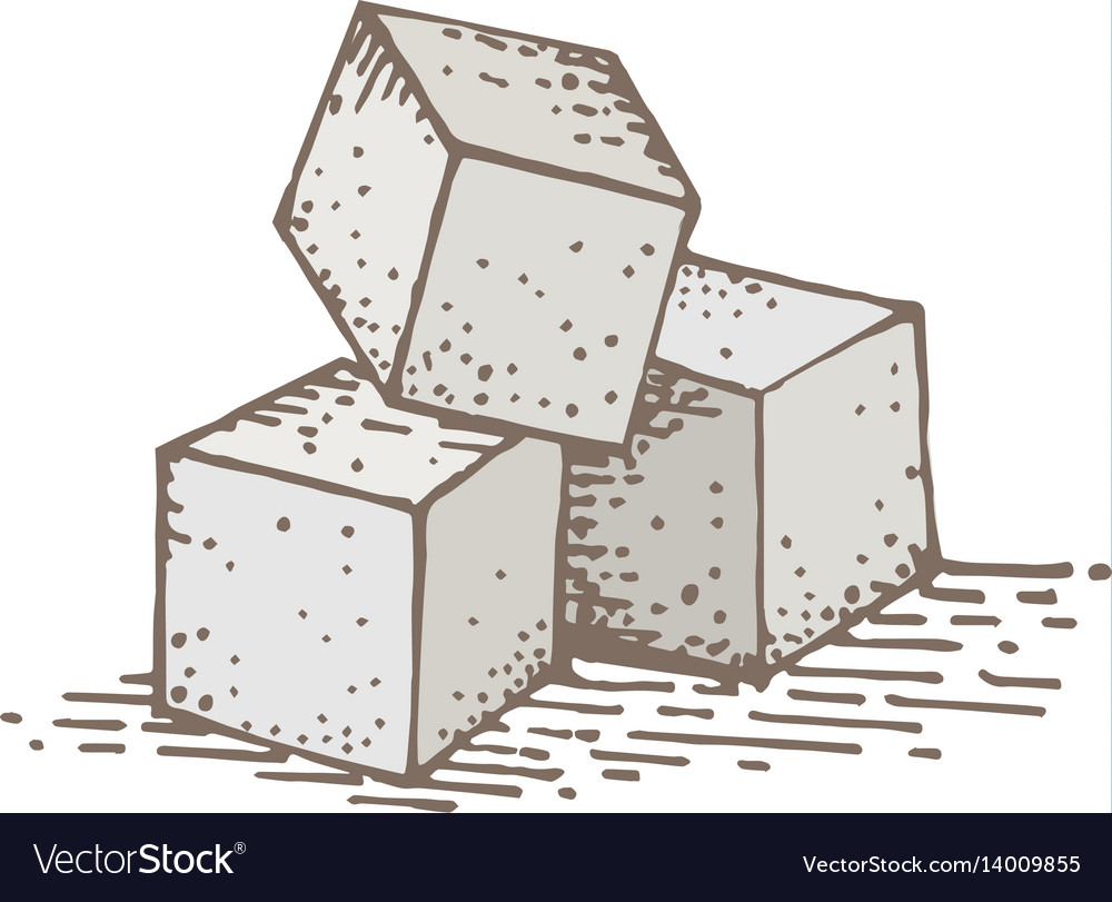 Sugar cube hand drawing royalty free vector image