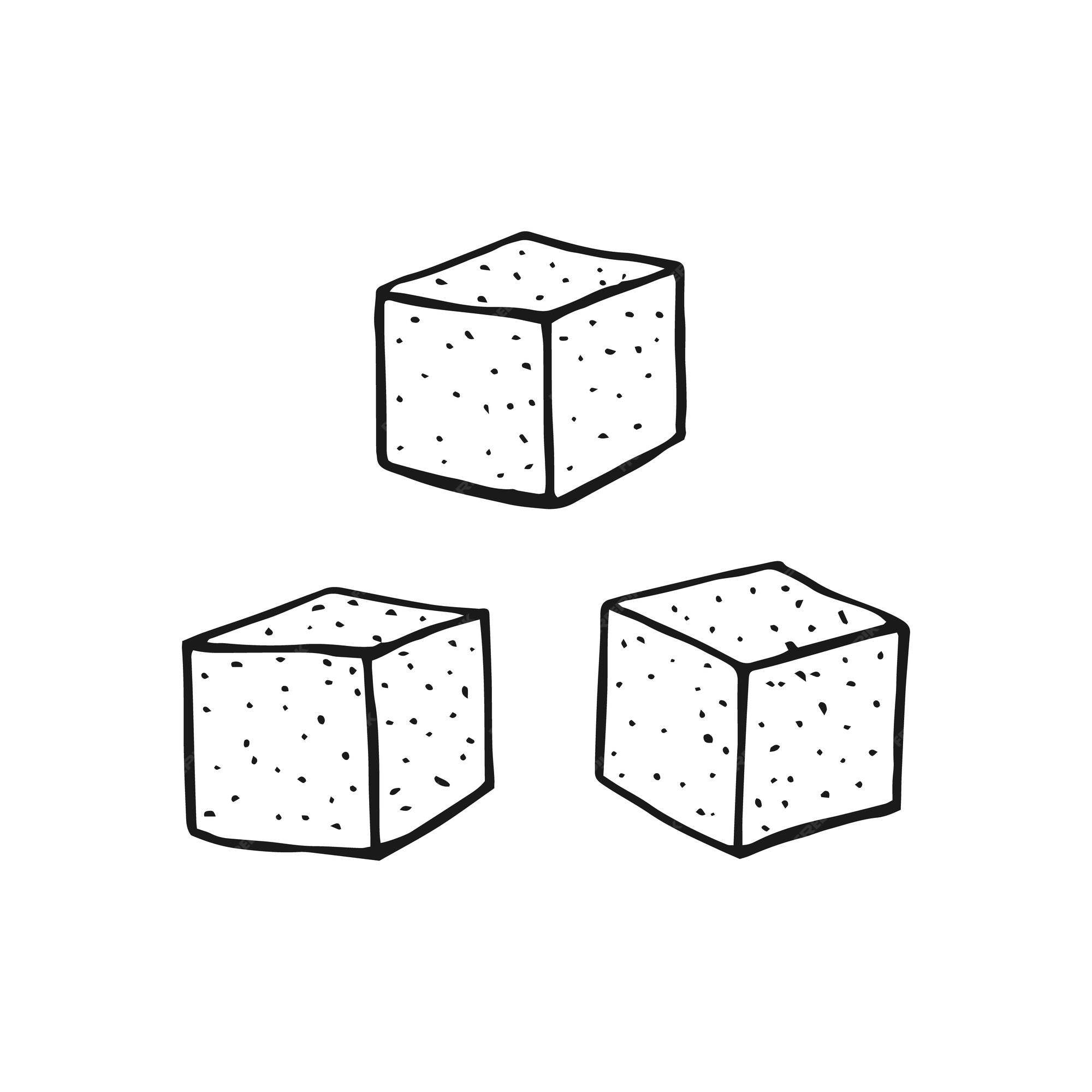 Premium vector sugar cubes hand drawn sweet lump vector illustration