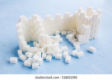 Sugar castle built out sugar cubes stock photo