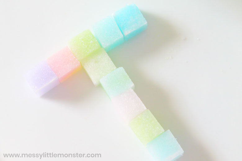 Coloured sugar cubes science project