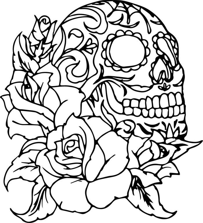 Rose and skull coloring pages for adults skull coloring pages rose coloring pages candy coloring pages
