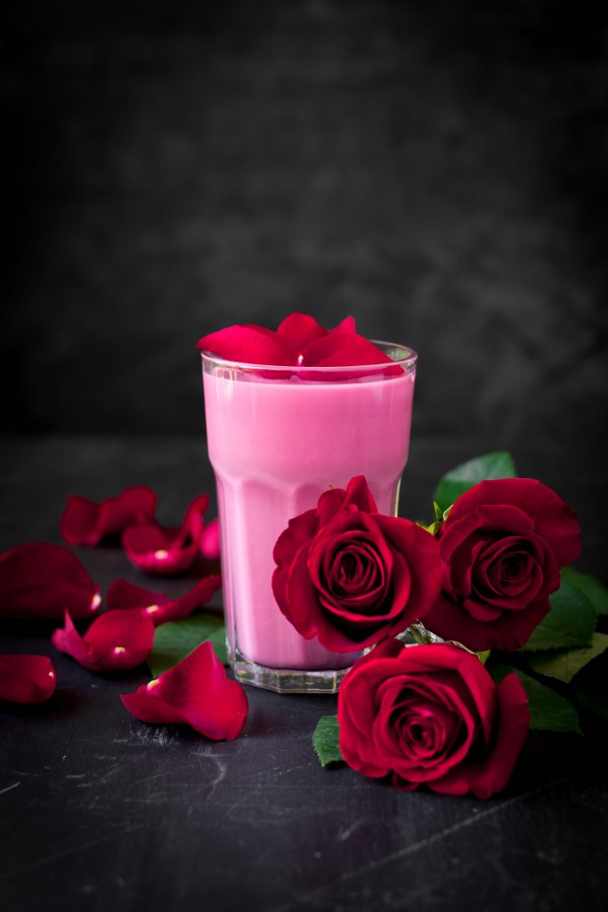 Rose milk with beetroot syrup