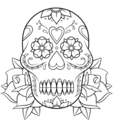 Sugar skull and roses coloring page free printable coloring pages