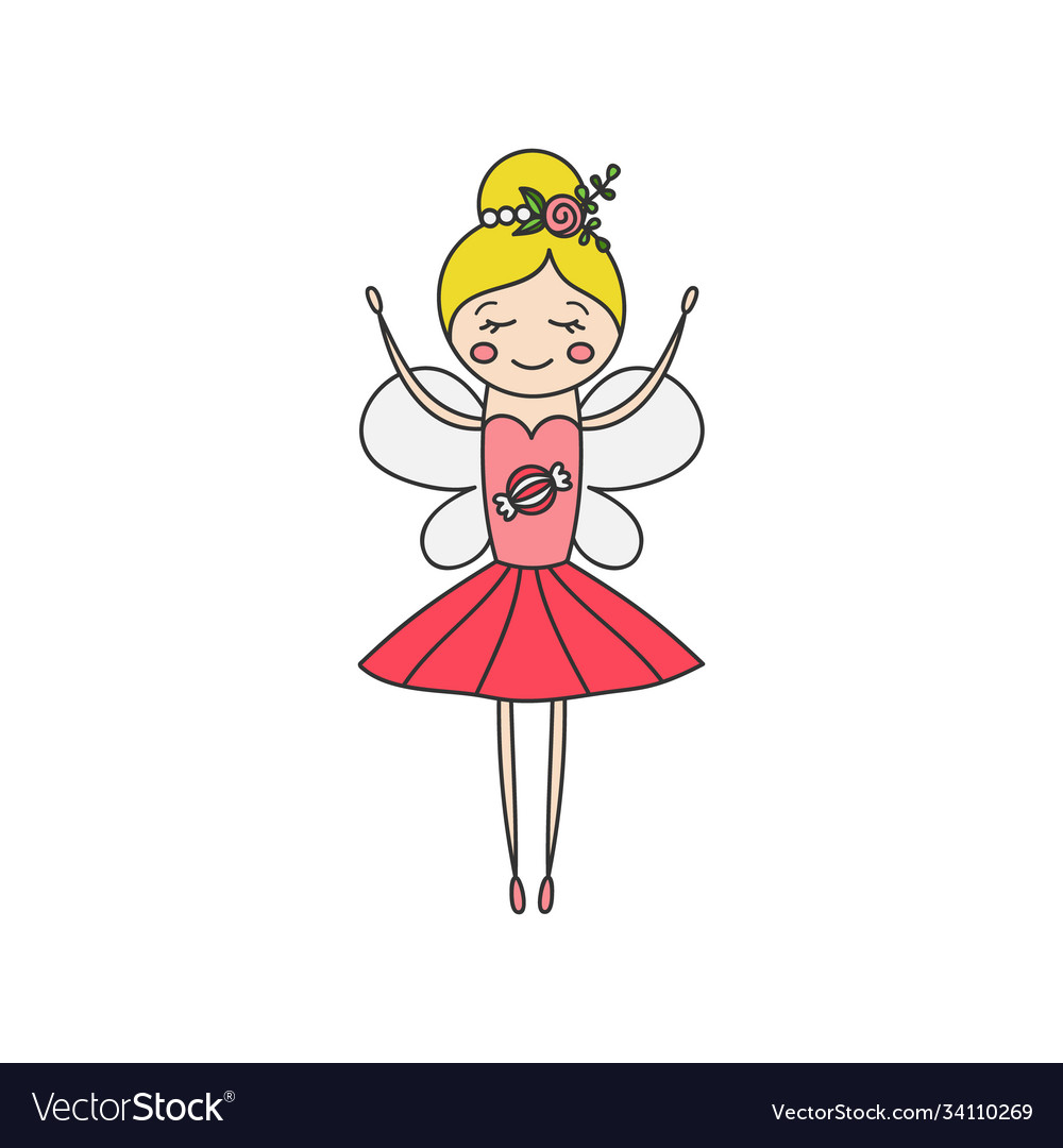 Sugar plum candy fairy character drawing vector image