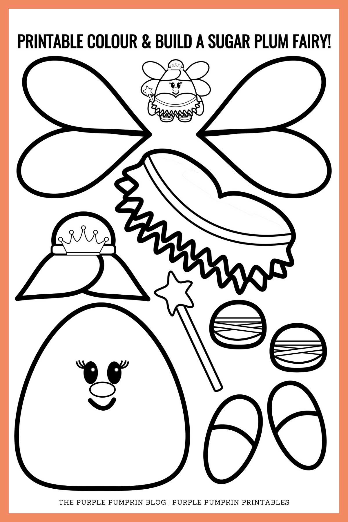 Printable color build a sugar plum fairy