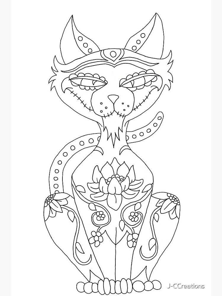 Color me siamese cat sugar skull art board print for sale by j