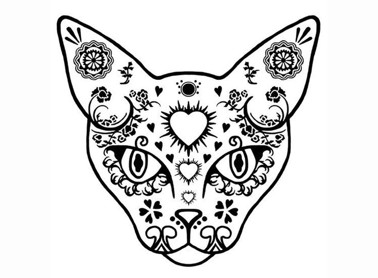 Pin by catherine on halloween sugar skull cat skull coloring pages sugar skull