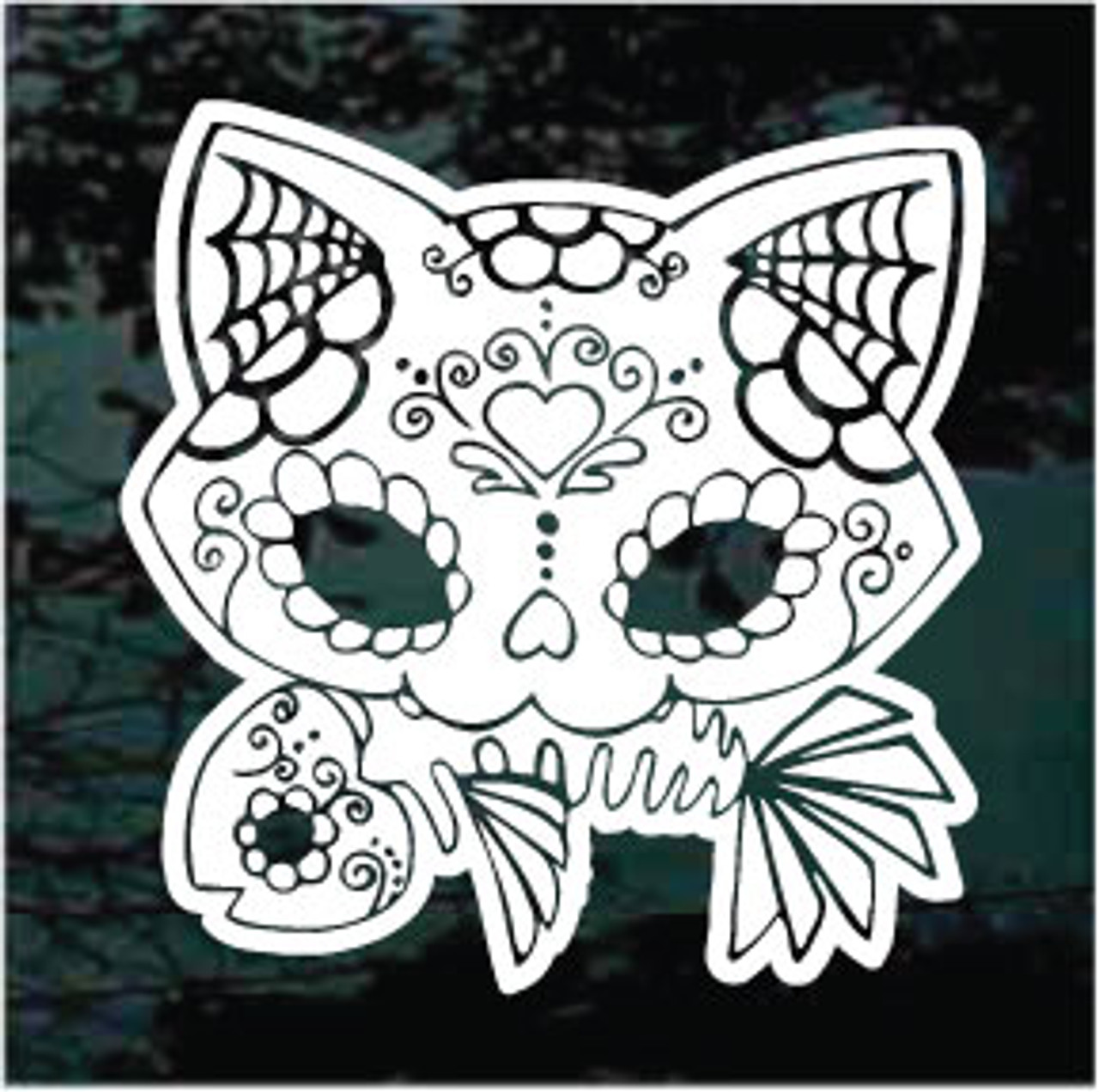 Cat sugar skull decal window sticker