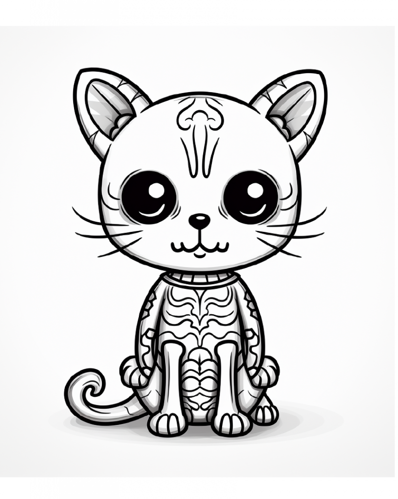 Free printable skeleton cat coloring pages