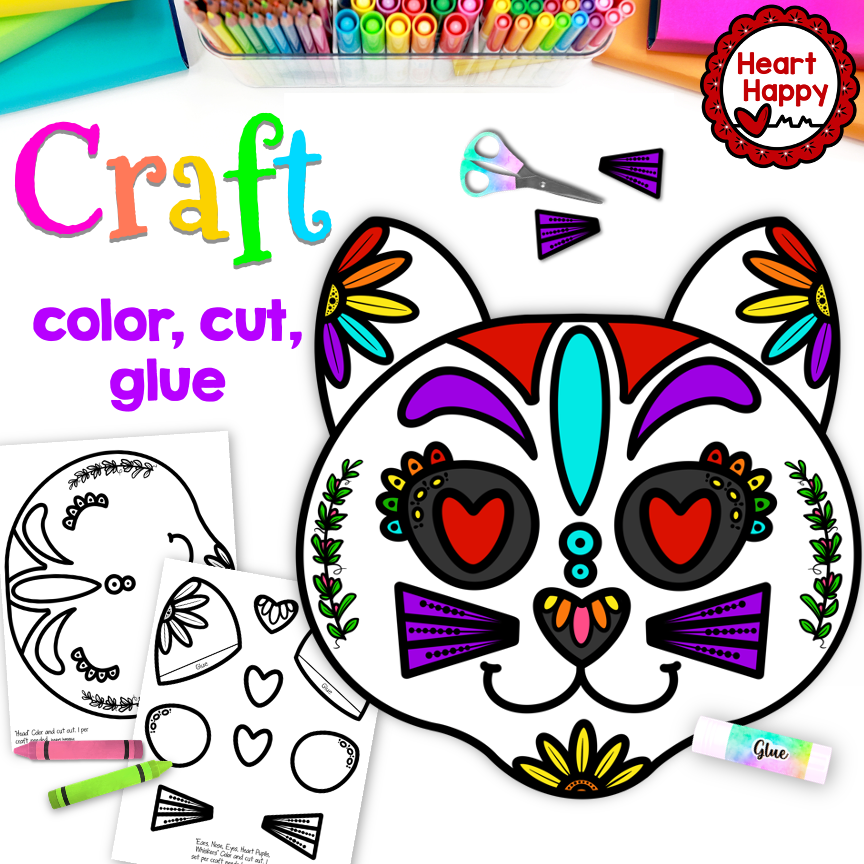 Sugar skull cat craft day of the dead hispanic heritage month made by teachers