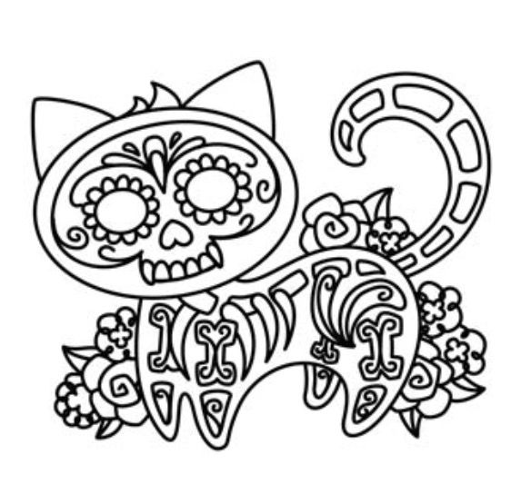 Not so frisky feline sugar skull cat pattern delightfully creepy macabre hand embroidery diy goth dâ libro de lores dibujo dia de muertos dia de muertos