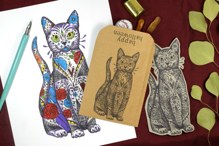 Sugar skull cat halloween printables â the postmans knock
