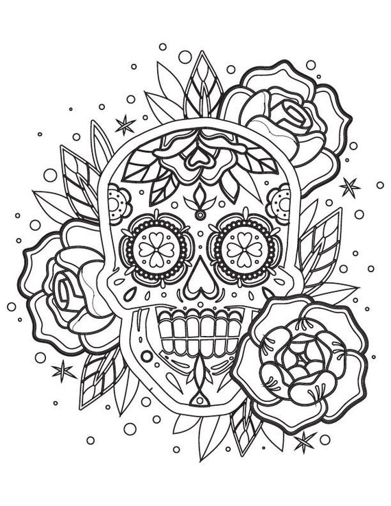 Sugar skull coloring pagesadult coloring pagesdigital download