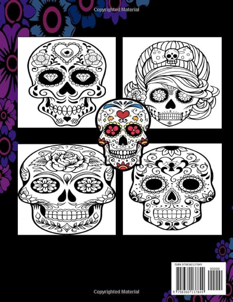 Sugar skull coloring book for adults adult coloring book creative fun intricate sugar skulls designs for stress relief and relaxation skull coloring book for adults sugar skull coloring book