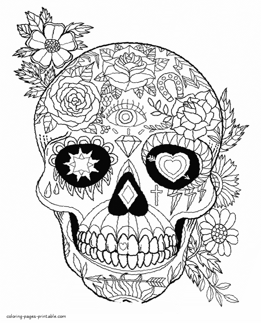 Sugar skull coloring coloring