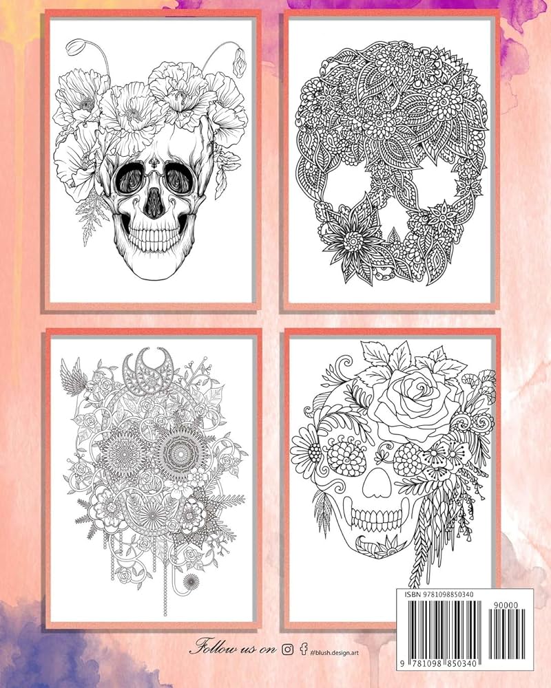 Sugar skulls adult coloring book stress relieving creative fun drawings to calm down reduce anxiety relax design blush books