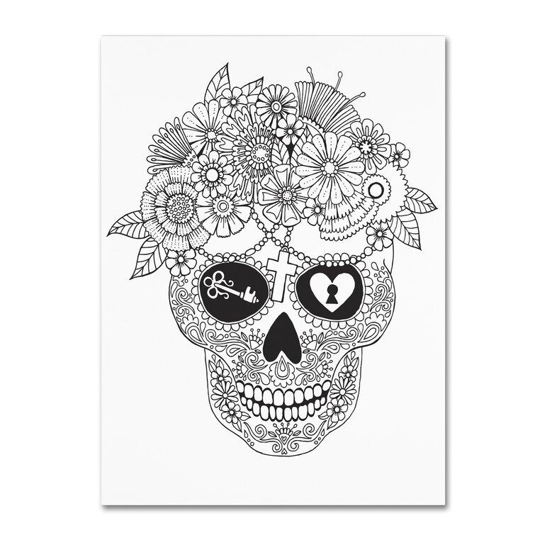 Bless international lost love sugar skull on canvas by hello angel print