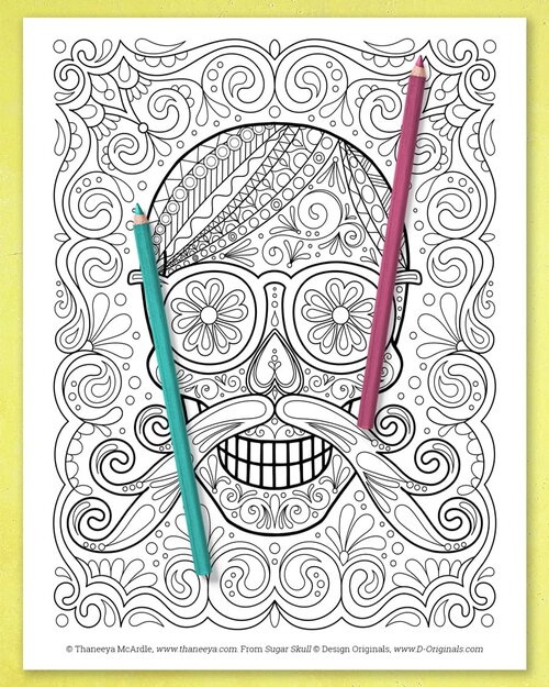 Sugar skulls coloring book by mcardle â