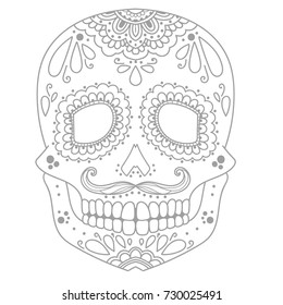 Handsomely painted skull mustache day dead stock vector royalty free