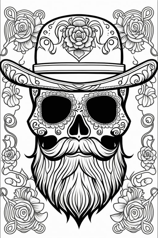 Sugar skulls adult coloring page