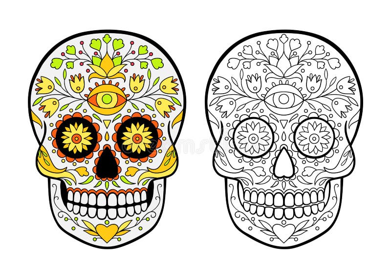 Sugar skull coloring page stock illustrations â sugar skull coloring page stock illustrations vectors clipart