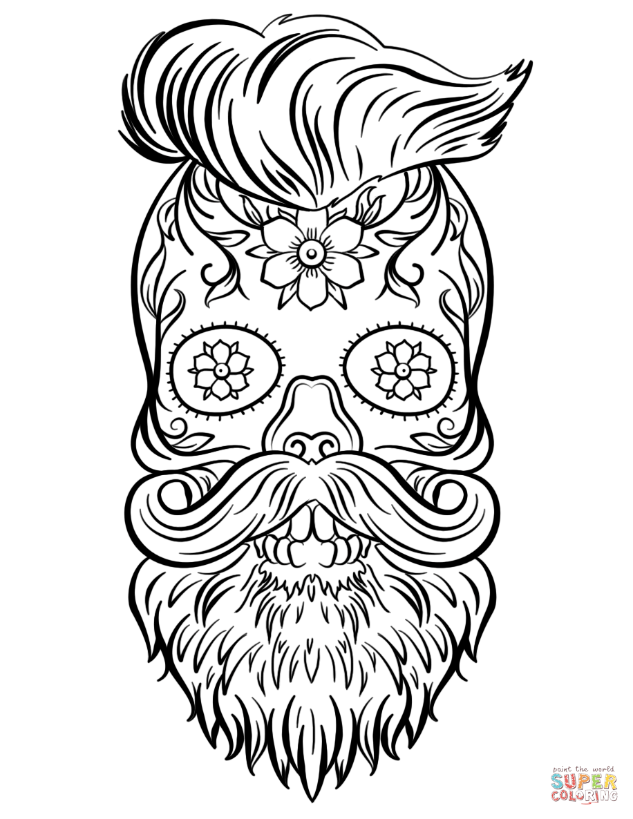Hipster sugar skull coloring page free printable coloring pages skull coloring pages sugar skull drawing sugar skull art drawing