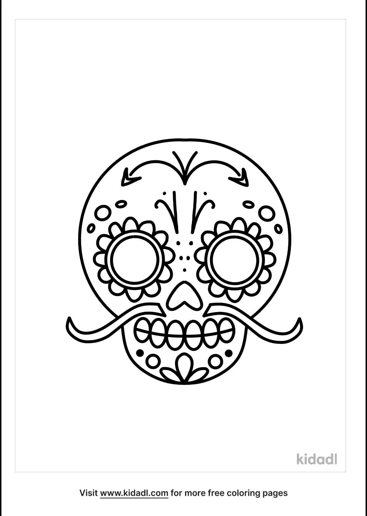 Free sugar skull mustache coloring page coloring page printables