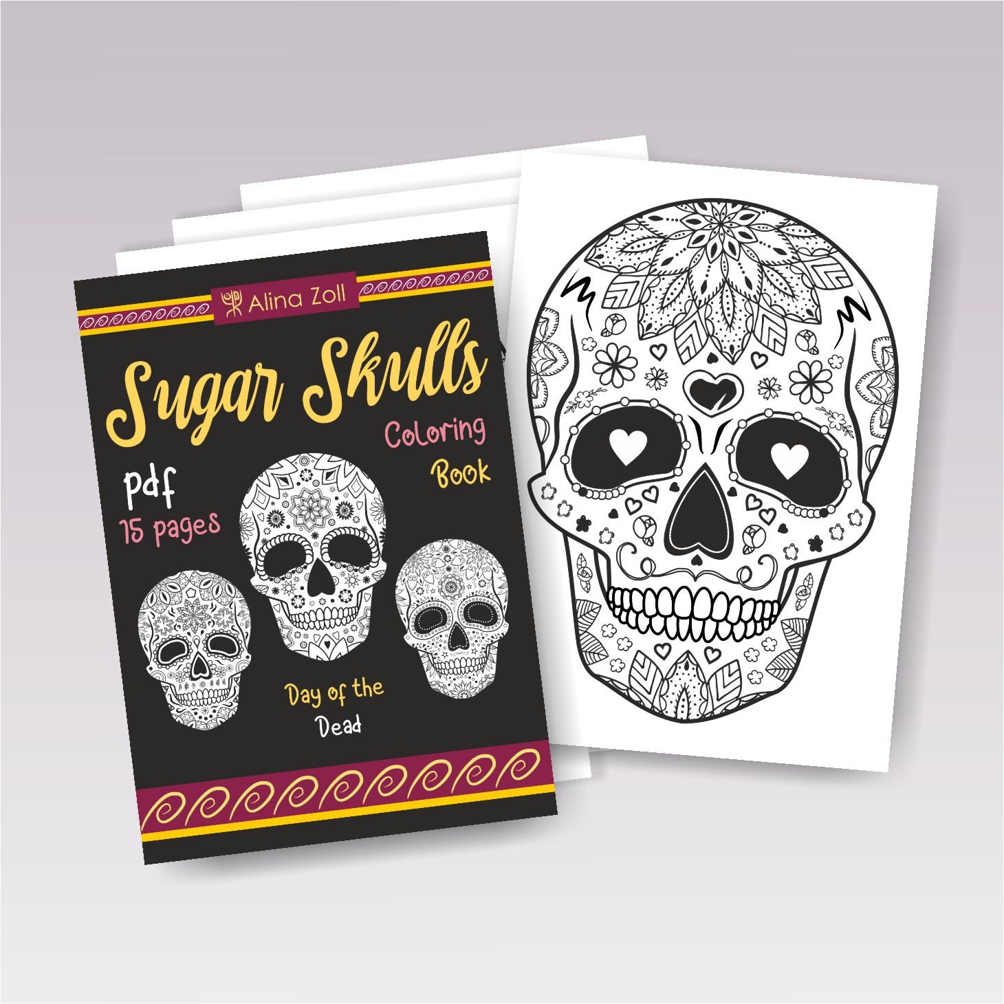 Printable dia de los muertos coloring pages pdf sugar skull