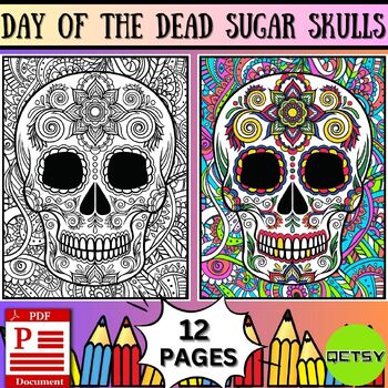 Mindfulness day of the dead sugar skulls coloring pages el dãa de los muertos
