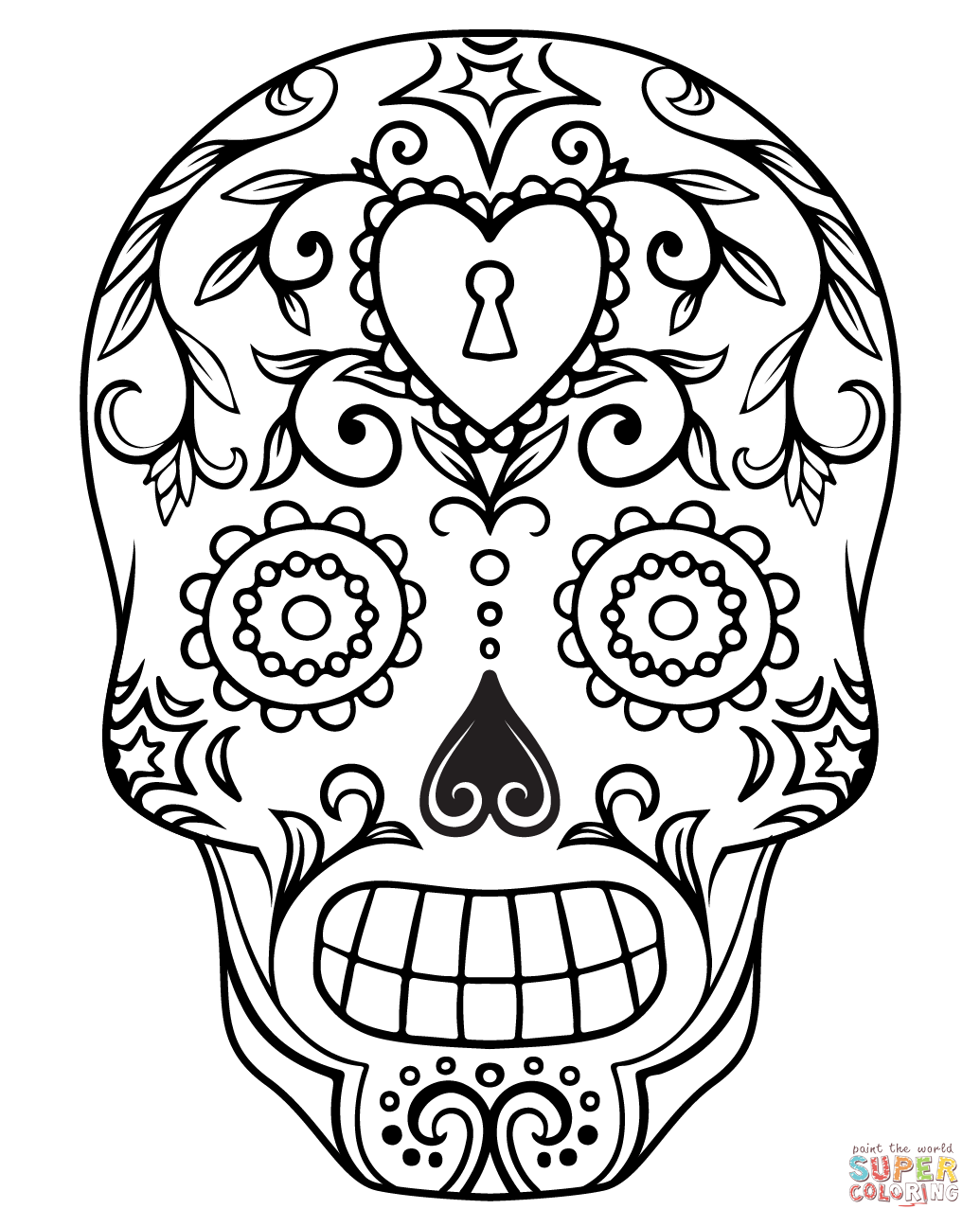 Sugar skull coloring page free printable coloring pages