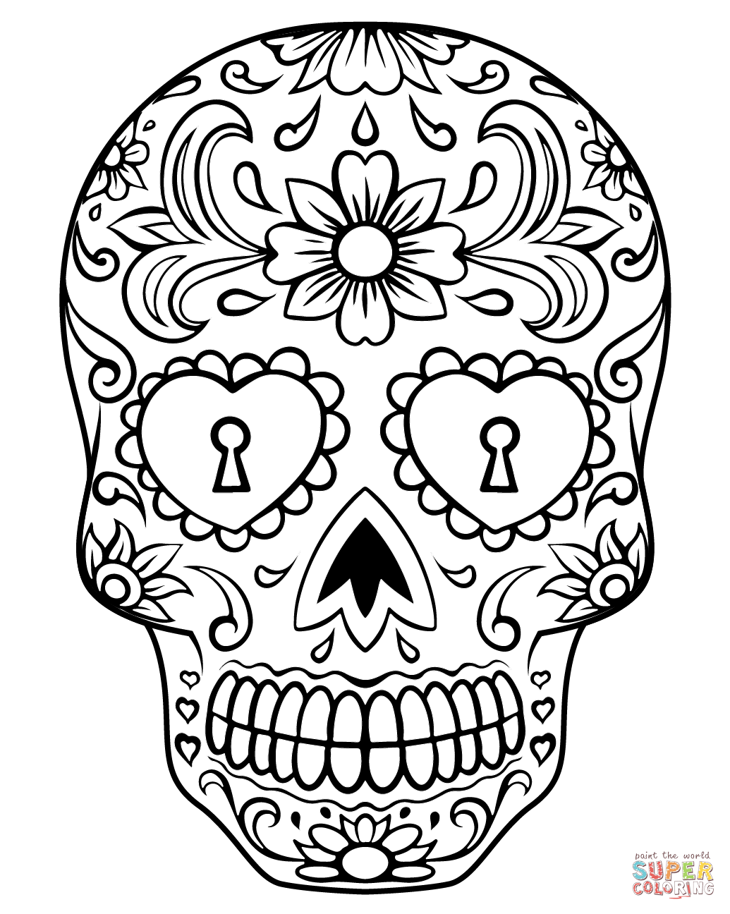Sugar skull coloring page free printable coloring pages