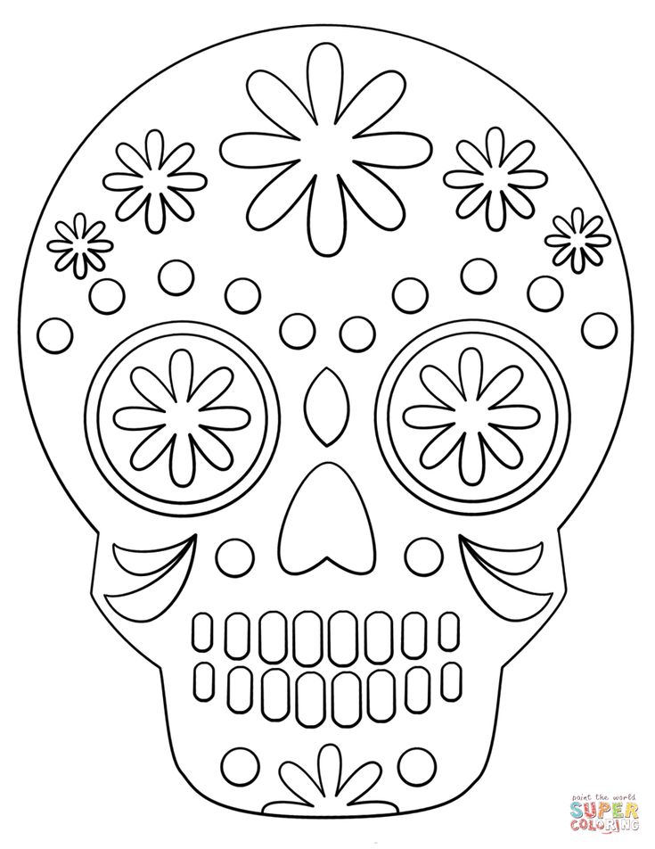 Simple sugar skull coloring page free printable coloring pages skull coloring pages free printable coloring pages halloween coloring pages