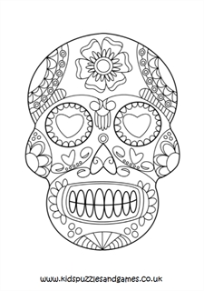 Day of the dead calavera sugar skull louring