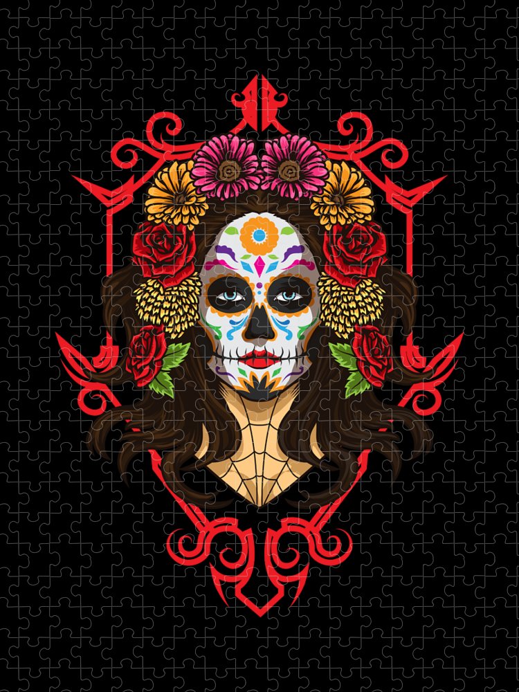 Santa muerte la calavera catrina sugar skull jigsaw puzzle by mister tee